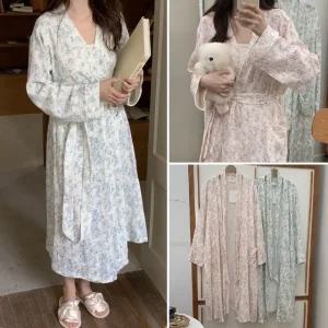 여성 봄 가을 트왈 요루면 로브 샤워가운 커버업 호캉스 파자마 골프 목욕가운 HV0004S 빅사이즈 루즈핏