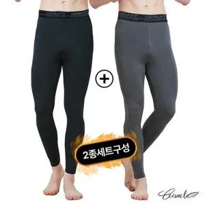 [시스넬라]남성 기모 타이즈 2종세트 남자 레깅스 발열 내복 9부 겨울 방한