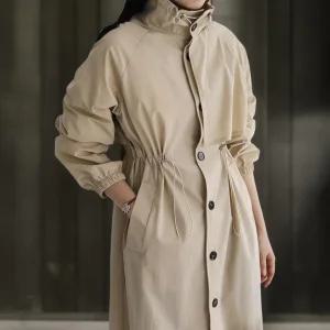 여성 재킷 라글란 드로우코드 FW 폴라넥 방풍 트렌치 점퍼