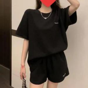 ONM 여성 캐주얼 와플 트레이닝 반팔 반바지 투피스