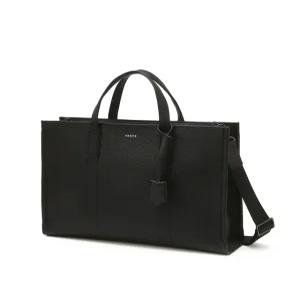 헤지스 액세서리 남성 24FW [스테디셀러] 블랙 로고프린트 가죽 서류가방 WUBA4F802BK
