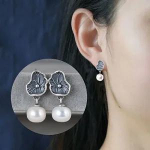 8MM 담수진주 S925 은침 연잎 심플 이어링 선물박스 볼귀걸이 체인귀걸이 미니귀걸이