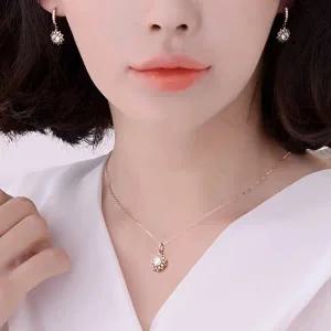 [미니아트]세레나 큐빅 펜던트 14K 금 목걸이 골드필드 핀 귀걸이 세트 45cm