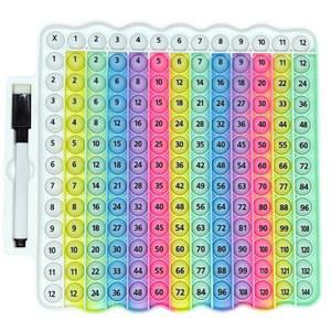 마커가 있는 팝 구구단 게임 학습 장난감 교육용 수학 게임, 레인보우 컬러 e4 곱셈 12x12 보드 플래시 카드 3학년 추가 스트레스