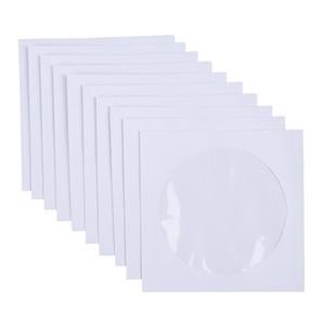 50PCS 12.5CM CD DVD 디스크 종이 슬리브 봉투 보관 투명 창 케이스 플랩 흰색 접힌
