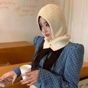 [아우트]여성 후드넥 썬캡 워머 니트목도리