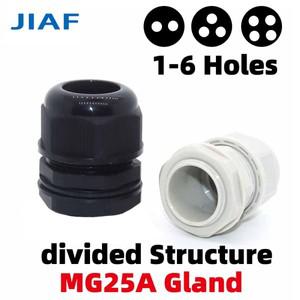 10/1피스 M25X1.5 방수 케이블 글 랜드 더 많은 개요 구멍 나일론 MG25A 구조 조인트 플라스틱 검정색 회색