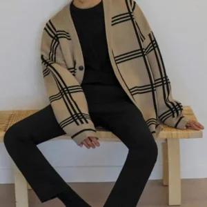 가디건자켓 가을 봄 디자인가디건 패션가을의류 체크 데일리 캐주얼자켓 니트 남성 가