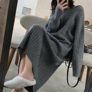 여성 하객 원피스 후드 니트 가을 봄 가을 원피스 골지 봄 긴팔 결혼식 롱 캐주얼 골