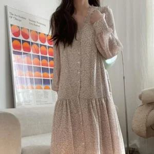여성 봄 셔링 봄쉬폰 원피스 봄 하객 가을 긴팔 롱 결혼식 아이보리 결혼식하객룩 원