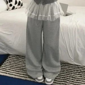 [모노무드]LMO 레이디스 레이스소재 레이어링릴랙스핏 밴드 클래식 슬랙스