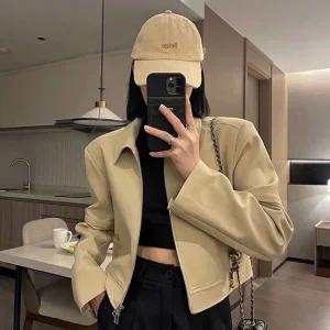 캐주얼 여성 데이트 코디 크롭 카라 블루종 자켓 점퍼 야상점퍼 바람막이 여성점퍼