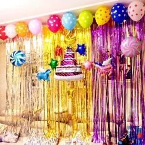 파티커튼 2M 크리스마스 브라이덜샤워 생일파티 장식 파티커튼 파티수술커튼 은박커튼