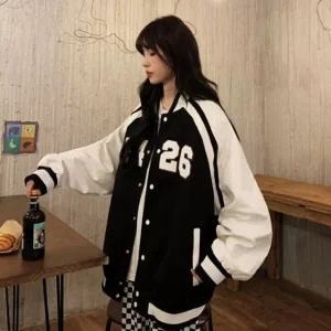 루즈핏 배색 야구점퍼 잠바 스타디움 봄 패치 (WFJSM59)