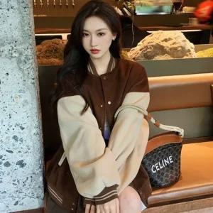 베이직 기모 야구점퍼 여성 과잠 배색 스타디움 (WFJSM6J)