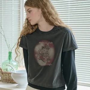 벨라 케이크 레이어드 피그먼트 롱슬리브 스모크블랙