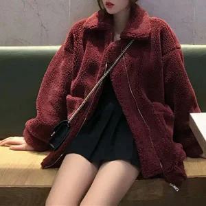 [하프클럽/옷자락]여자 무지컬러 뽀글이 카라넥 집업 포켓 양털 점퍼