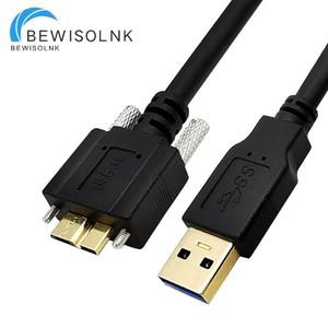 Hikvision Dahua Basler용 산업용 카메라 고속 데이터 케이블 고정 가능 너트 나사 포함 그레이  USB3.0 to