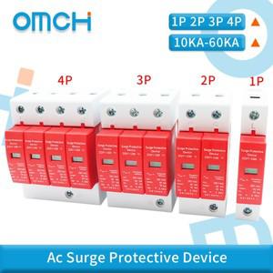 OMCH AC SPD 1P 2P 3P 4P 30KA60K 385V 주택 번개 서지 보호기 저전압 피뢰기 장치