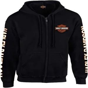 Harley-Davidson 남성용 후드 스웨트셔츠  바 및 쉴드 지퍼 블랙