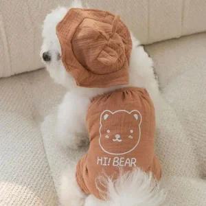 곰돌이 옷 모자 세트 PET 강아지 나시 강아지치마
