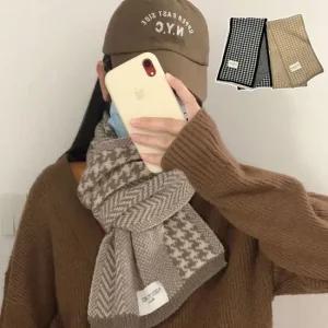 여성 투패턴 포인트 베이직 모던색상 목도리 머플러 밍크목도리 밍크워머 밍크넥워머