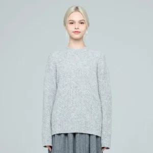 알파카 블렌드 크루넥 케이블 버터컵 풀오버 (UFKKCN418N-L/GREY)