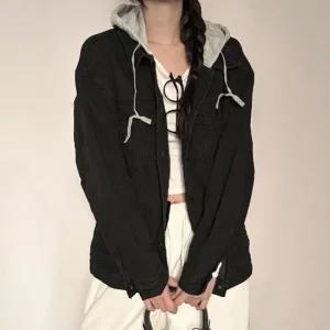 컴포트 데일리 스탠다드 아이템레이디스 오버핏 후드스웨트 데님자켓 겨울잠바양털자켓