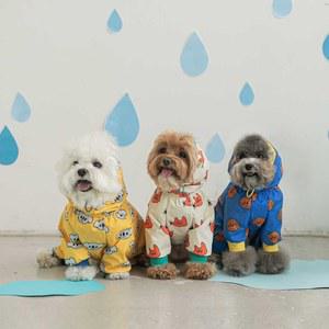 애완견 방수 모든 항목을 포함하는 비옷 비 판초 중형 소형견 4족 후드 테디 비숑 애완 동물 비옷