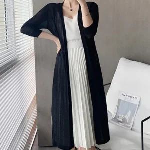 여성 데일리 루즈핏 라인 여름 시스루 롱가디건_3