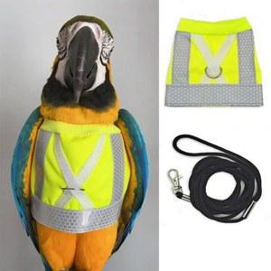 조류 비행 하네스 조끼 앵무새 정장 가죽 끈 반사 조끼 조류 옷 Cockatiels Conures Budgies 앵무새 훈련 가죽 끈 세트