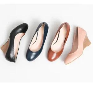 러블리 둥근 코 웨지 힐 캐주얼 데일리 슈즈 블로퍼 신상 미들 힐 하이힐 통굽 뮬