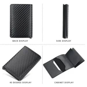 카본 팝업 카드 홀더 탄소섬유 RFID 지갑 머니 클립 팝업 탄소섬유 RFID