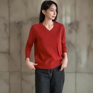[다잇템] 여성 빨간 펜던트 V넥 스웨터 니트 7색상