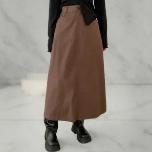 [다잇템] 여성 미니멀리즘 에이라인 코튼 무지색 백밴딩 롱스커트_22868776_588872