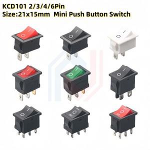 KCD101 2Pin 21x15mm 미니 소형 푸시 버튼 스위치 SPST 6A 250V AC 스냅인 OnOff 보트 로커 10A 자동차