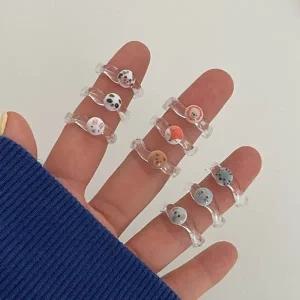 제작 귀여운 미니 작은 동물 애니멀 투명 물결 반지 우정반지 학생반지 고양이 강아지 여우 고퀄리티