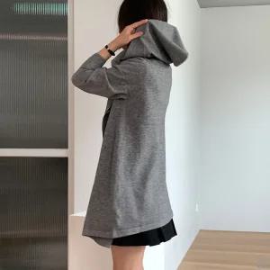 여성 원버튼 데일리 긴팔 후드 니트 롱가디건 21DS-WCD-4879-그레이