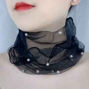 [콩심팥심]스카프 넥워머 진주 골프 코디 매쉬 패션 여름