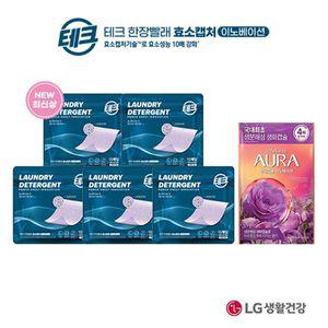 [NS홈쇼핑]테크 한장빨래 효소캡처 라벤더 15매X5팩+아우라 생화캡슐 리필 680ml 자스민 머스크..