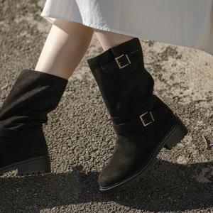 SOVO 로엠즈 스웨이드 벨트 단화부츠 4cm