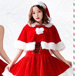 크리스마스 숏망토 벨벳 코스프레 X-MAS 성탄절 변장 파티