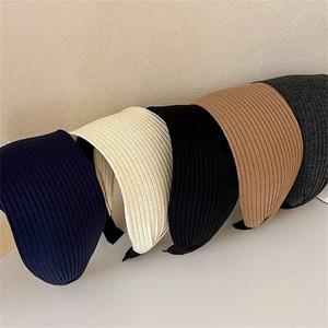 시크한 여성 캐주얼 쇼핑 헤드 후프 7cm 슈퍼 와이드 소프트 뜨게 원단 머리띠 미끄럼 방지 톱니 헤어밴드