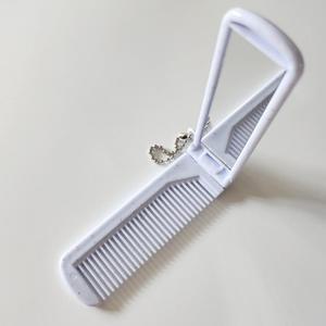 휴대용 연블루 손거울 빗 세트