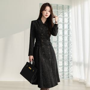 [시크라인] (~XXL까지) 리온 하프플리츠 트위드 벨트 원피스 봄가을 오피스룩 하객룩 데이트룩 모임룩 미시룩 빅사이즈