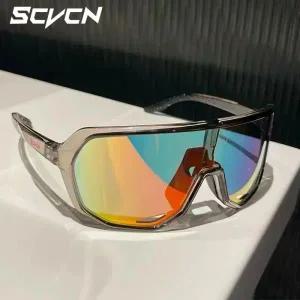 자전거 선글라스 고글 스포츠 Scvcn 남성용 사이클링 광변색 태양 산악 도로 안경 UV400 편광 MTB