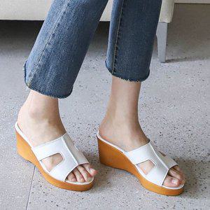 [니나스파리]센터 스티치 7cm 웨지 슬리퍼
