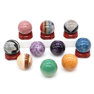 동물피규어 30mm 천연 자수정 검은 흑요석 구 치유 크리스탈 매직 볼 Reiki Stone Feng Shui Sphere Collec