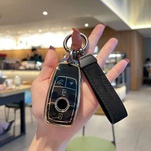 차키케이스 4 버튼 키리스 원격 키 Tpu 자동차 커버 메르세데스 벤츠 CLS 53 Cla 250 케이스 포브 스웨이드