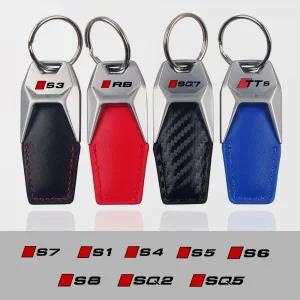 차키케이스 자동차 아연 합금 키 체인 탄소 섬유 링 악세사리 Fob 아우디 R8 S1 S3 S4 S5 S6 S7 S8 SQ2 SQ5